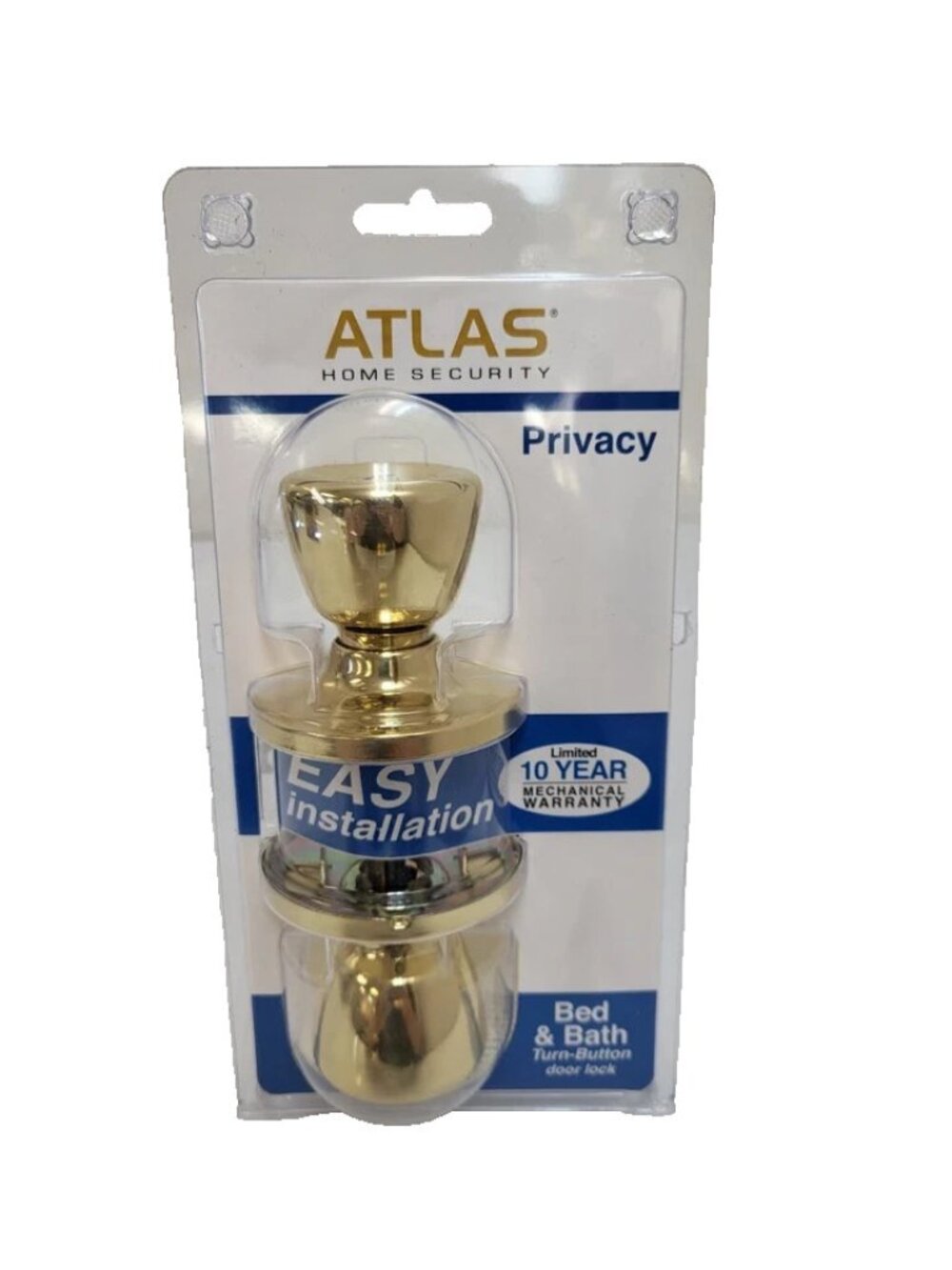 Atlas Polished Brass Bed & Bath Interior Door Handle Locking Turn-Button